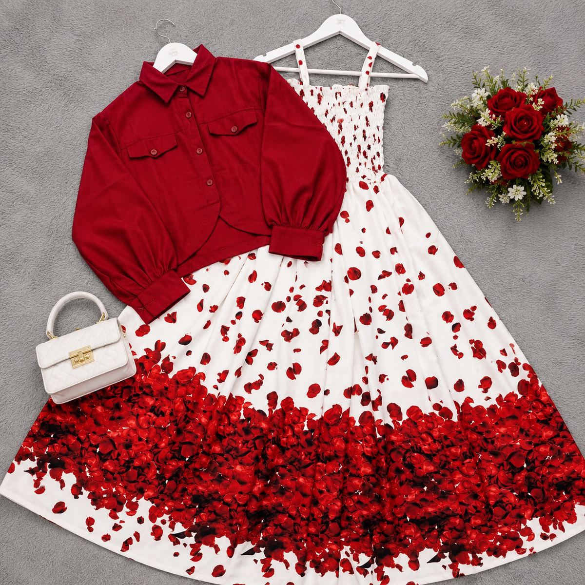 Scarlet Petal Floral Dress Set | K-05