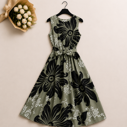 Olive Noir Floral Dress Set | K-11