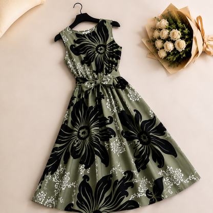Olive Noir Floral Dress Set | K-11