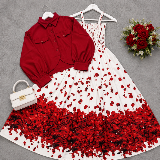 Scarlet Petal Floral Dress Set | K-05
